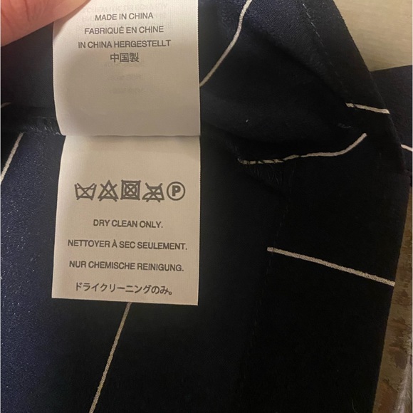 NWOT navy pinstripe silk blouse - Picture 5 of 11